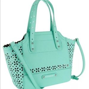 B. Makowsky Perforated Saffiano Mini Tessa Leather